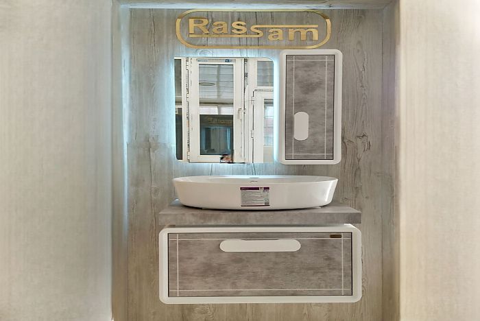روشویی کابینتی مدل M10 سفید طوسی بتنی